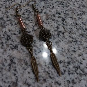 Bronze n Rose  earrings HANDMADE